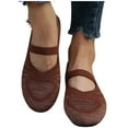 thumbnail image 4 of hopeusnice Women's Knitted Flats Comfortable Breathable Shoes Soft Sole Flat Shoes Elastic Strap Slip On Low Heel Ballerina Flats Brown 41, 4 of 9