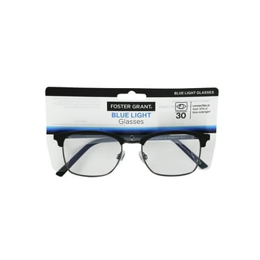 Foster Grant Blue Light Unisex Square Fashion Blue Light Glasses Gunmetal