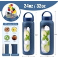 thumbnail image 5 of MUKOKO Glass Water Bottle, 32oz Sports Drinking Tumbler with Silicone Sleeve and Straw, 1 Cup 2 Lids, Blue, 5 of 6