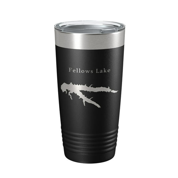 Fellows Lake Map Tumbler Travel Mug Insulated Laser Engraved Coffee Cup Missouri 20 oz Black