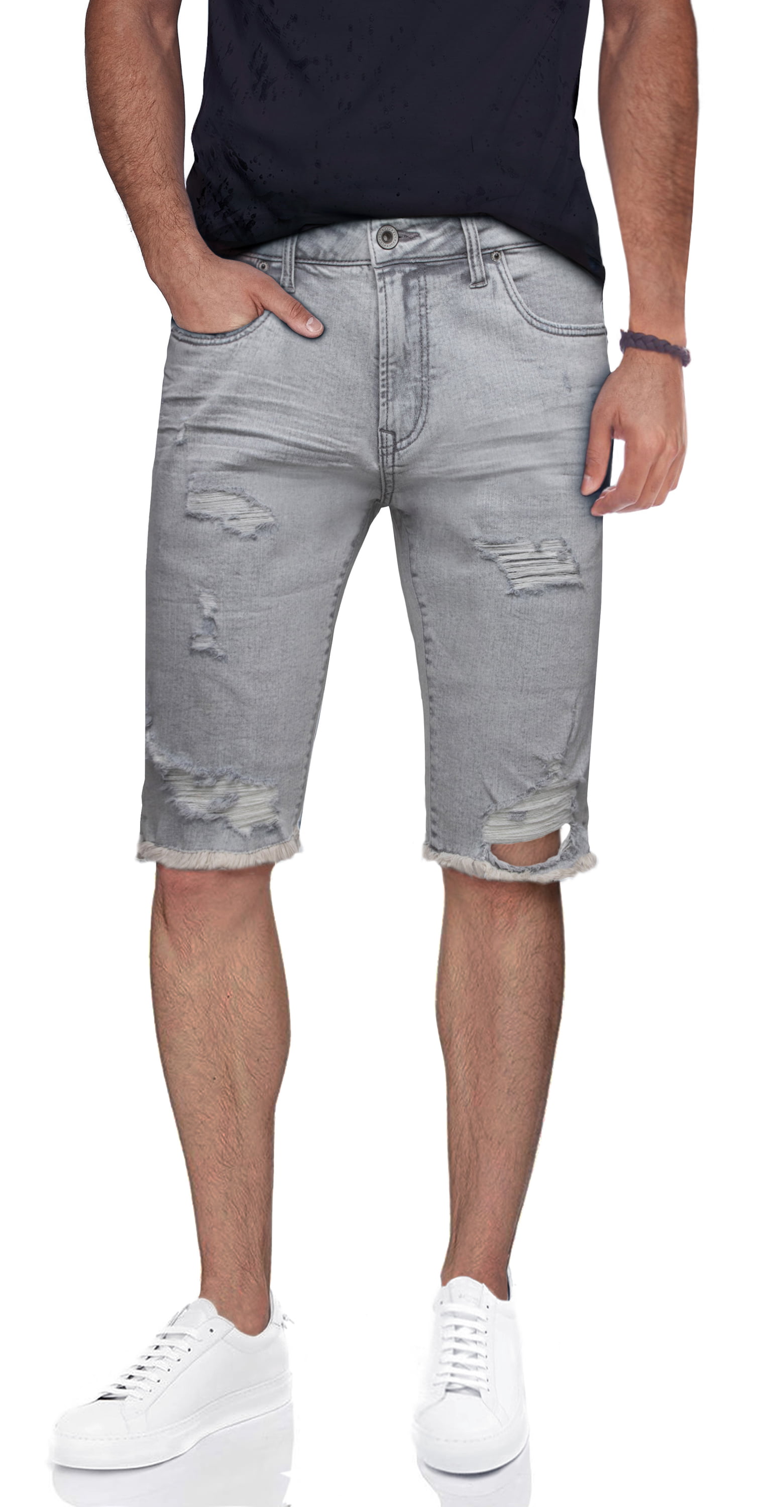 Document studio kleding RAWX Men's Denim Shorts, Rips Distress Frayed Cut Off Slim Look Jeans Short  for Men - Walmart.com