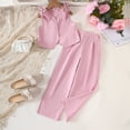thumbnail image 2 of JUMEYU Clothes for Girls Girls 2 Piece Outfits Short Sleeve Tops & Flared Pants Kids Teen Trendy Summer Clothing Set Size 9-10 (Pink,9-10 Years), 2 of 9