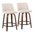 thumbnail image 5 of Carson Carrington  Vallberga 24" Counter Stool with Walnut Wood Base (Set of 2) Light Green Fabric/Square Black Footrest Black Finish, Walnut Finish, 5 of 5