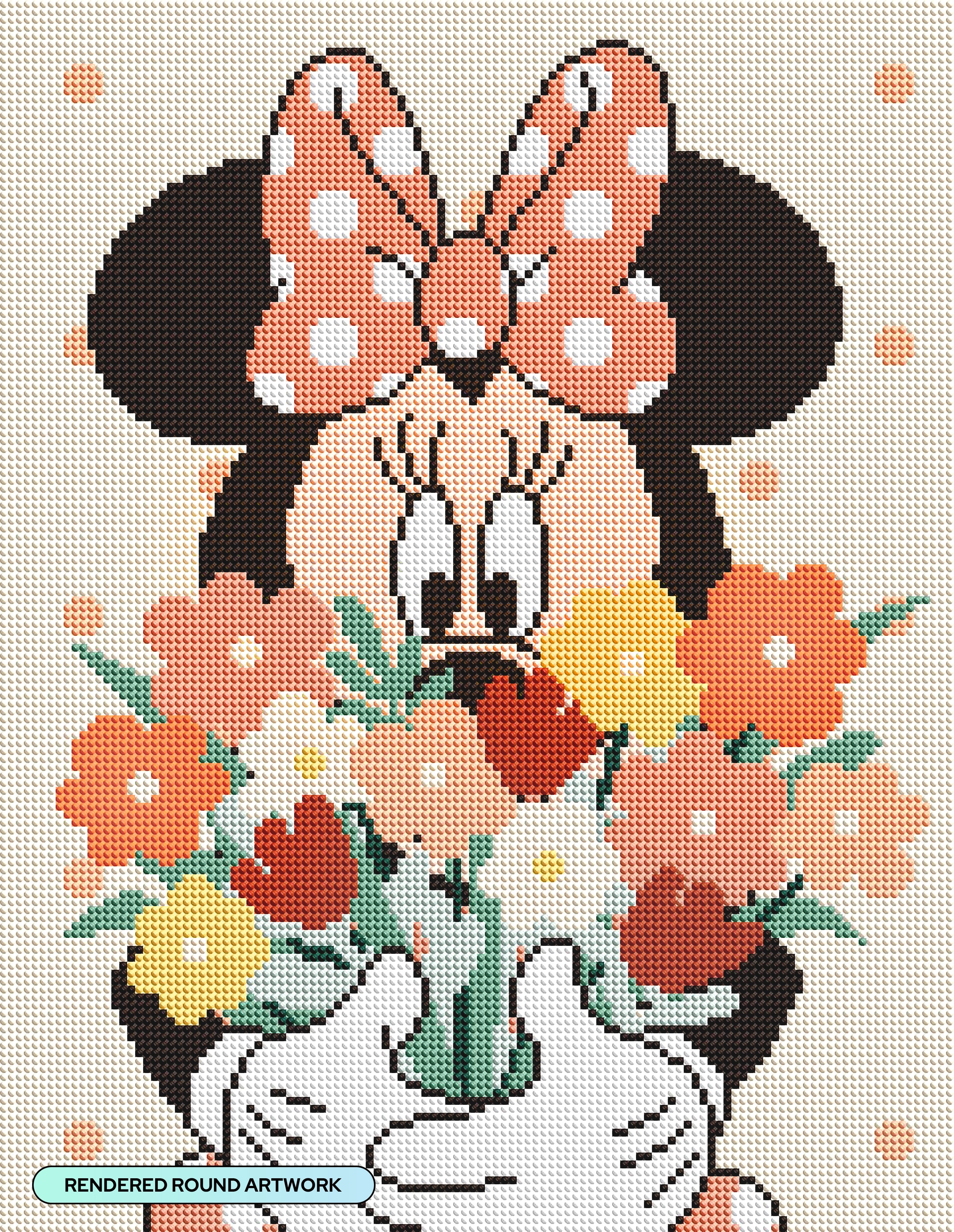 DIAMOND ART CLUB® Minnie Bouquet Diamond Painting Kit, Fun DIY Crafts for Adults, Round Diamond Art Canvas, 13" x 17" (33 cm x 42.7 cm)