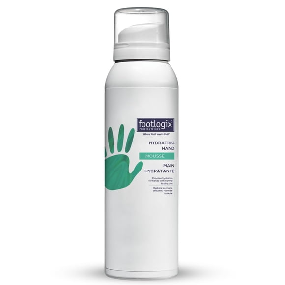 footlogix mousse hidratante para manos con tecnología de infusión dérmica | Hidratación profunda para manos secas | Fórmula enriquecida con urea | De rápida absorción | 4,23 onzas/119,9 g/125 ml