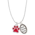thumbnail image 1 of Delight Jewelry Silvertone Medium Translucent Red Paw Best Mom Ever Charm Necklace, 1 of 4