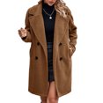 thumbnail image 2 of Women Winter Overcoat, Double Breasted Winter Coat Side Pockets Long Sleeves Pure Color  For Daily Life, 2 of 6