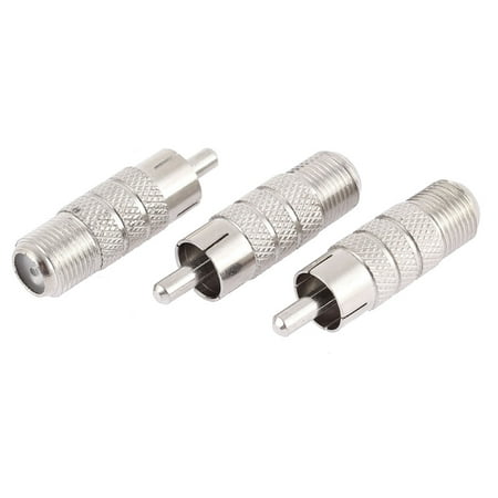 Strapshot Metal Connector - 3Pcs Silver Tone Metal F Type Female to RCA Male RF Coaxial Connector Adapter