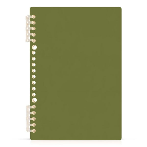 Olive Green Notebooks 1-subject Journal 60 Sheets A5 College Ruled Paper Detachable Ring 8.3"x5.7"