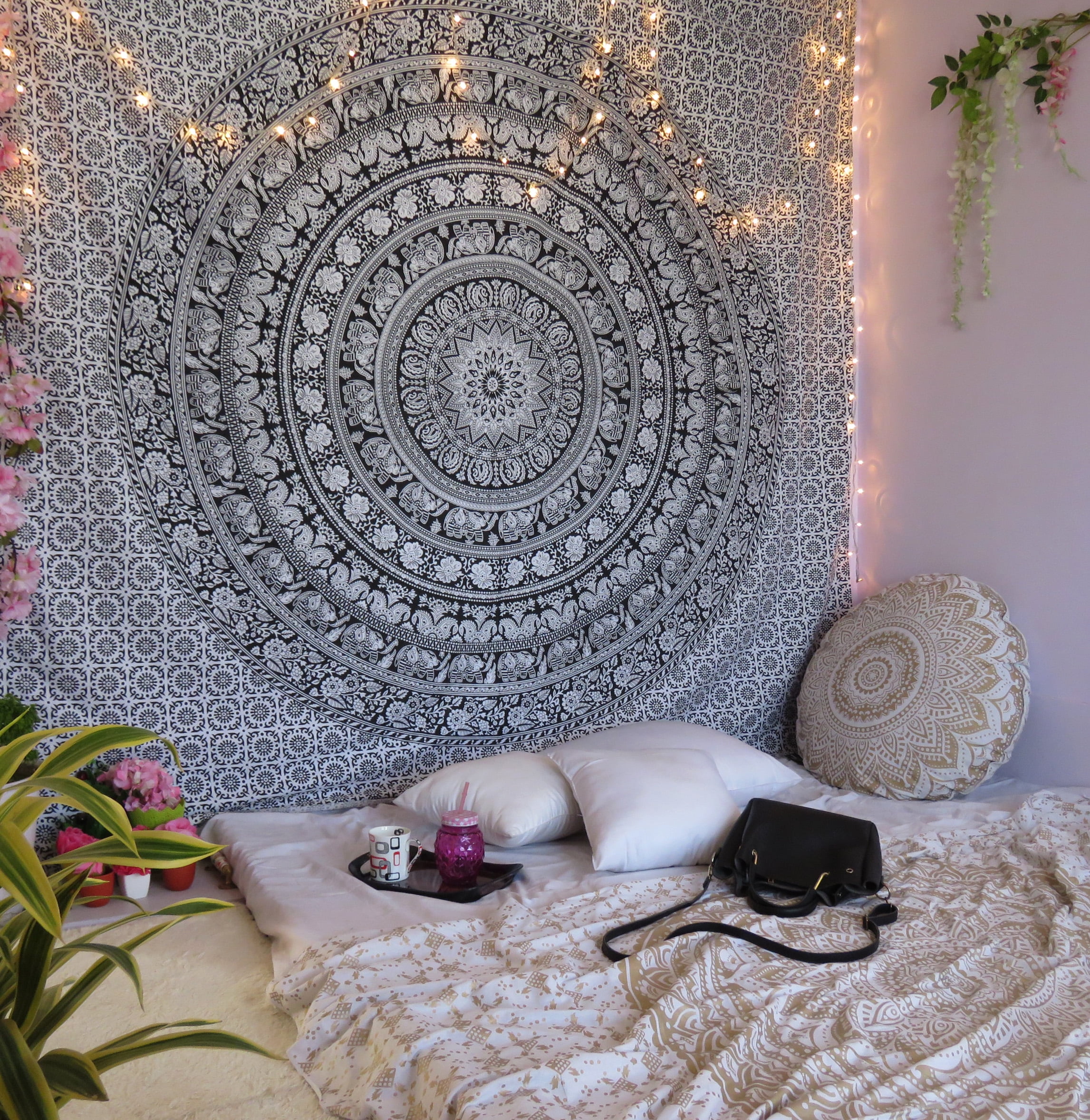 Indian Boho Mandala Tapestry Hippie Wall Hanging Queen Bedspread Home Decors 