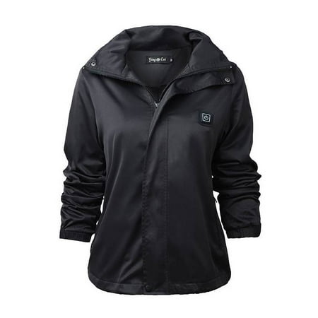 JustVH Women's Heated Jacket Detachable Hood Soft Shell Waterproof Coat Battery Not (Best Women's Heated Jacket)