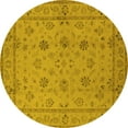 thumbnail image 1 of Ahgly Company Indoor Round Oriental Yellow Traditional Area Rugs, 5' Round, 1 of 4