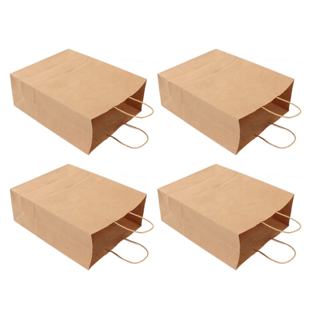 50pcs Kraft Paper Gift Bags Portable Reusable Brown Paper Bag With Handle For Shopping Business
