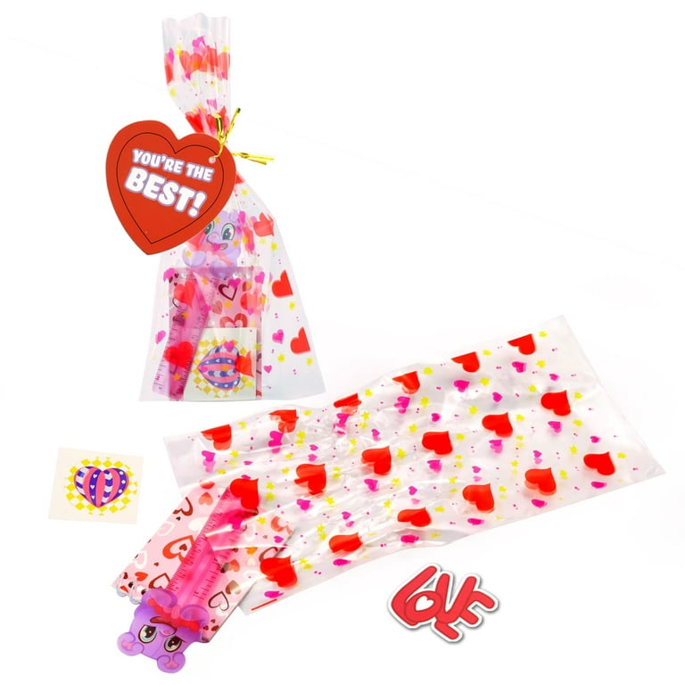 JOYIN 26 Pack Valentine Party Favors Set, DIY Goody Bags with 156 Pcs Valentine Themed Toys Include Pencil, Ruler,Eraser,Sticker, Notebook for Kids