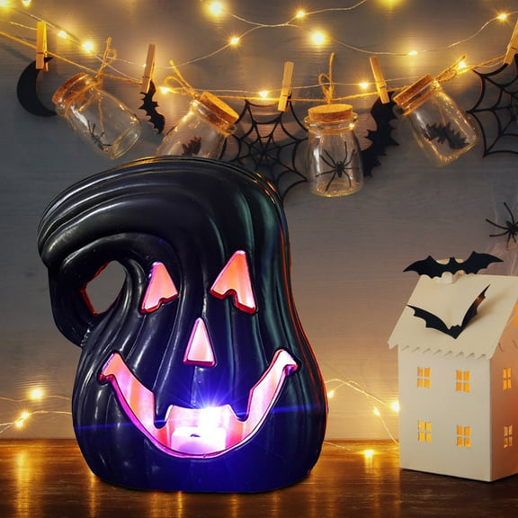 LED Pumpkin Lantern Halloween Buckets Light Up Pumpkin Twisted Plastic Pumpkin Decorations for Halloween Thanksgiving Fall Party Supplies