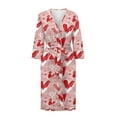thumbnail image 4 of Yuyamidu Red Heart Womens Robes Valentine's Day 3/4 Sleeve Loungewear for Ladies Robe for Women Loose Bathrobe Soft Sleepwear Size S, Night Gown for Sleep Spa, 4 of 7