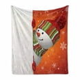 thumbnail image 1 of Christmas Soft Flannel Fleece Throw Blanket, Snowman Mittens and Hat Scarf New Year Celebration Design, Cozy Plush for Indoor and Outdoor Use, 70" x 90", White Orange, by Ambesonne, 1 of 6