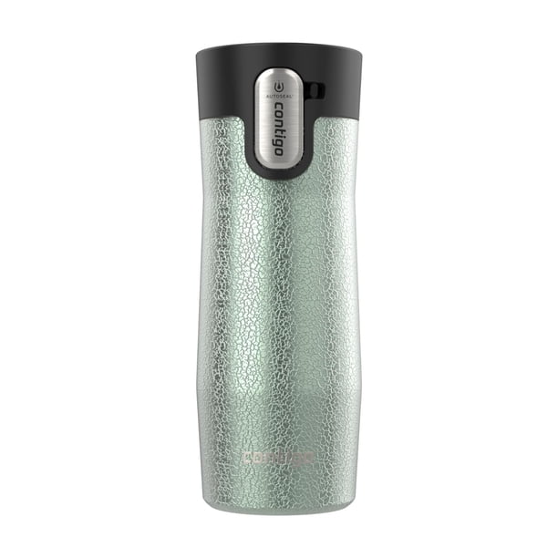 Taza de viaje de acero inoxidable con aislamiento al vacío y tapa fácil de limpiar Contigo Autoseal West Loop, 16 onzas