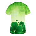 thumbnail image 4 of EGNMCR Womens St. Patrick's Day Nursing Scrub Tops Irish Printed Short Sleeve Gnome Green Working Uniform V Neck Workwear Blouse T-shirt, 4 of 4