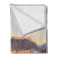 thumbnail image 2 of Fall Soft Flannel Fleece Blanket, Vibrant Maple and Pine Trees Reflection Stone Bridge over Creek Fog Houses and Hills, Cozy Plush for Indoor and Outdoor Use, 70" x 90", Multicolor, by Ambesonne, 2 of 5