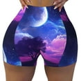 thumbnail image 2 of Balery Dreamy Colorful Starry Sky Pantalones cortos de entrenamiento estampados para mujer, sin costuras, ajustados, para gimnasio, yoga, correr, deportes, ejercicio activo, fitness.-Small, 2 of 8