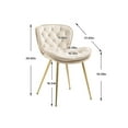 thumbnail image 3 of 2 Piece Dining Chairs, Modern Velvet Upholstered Accent Chairs with Back Ring Pull, Comfy Side Chair for Dining Room, Vanity, Living Room, Bedroom, Ivory, 3 of 7