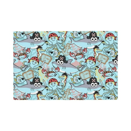 

Placemats Set of 6 Cartoon Pirate Place mats for Dining Table Indoor/Outdoor Cute Heat Resistant Washable Table Mats(18 x 12 )