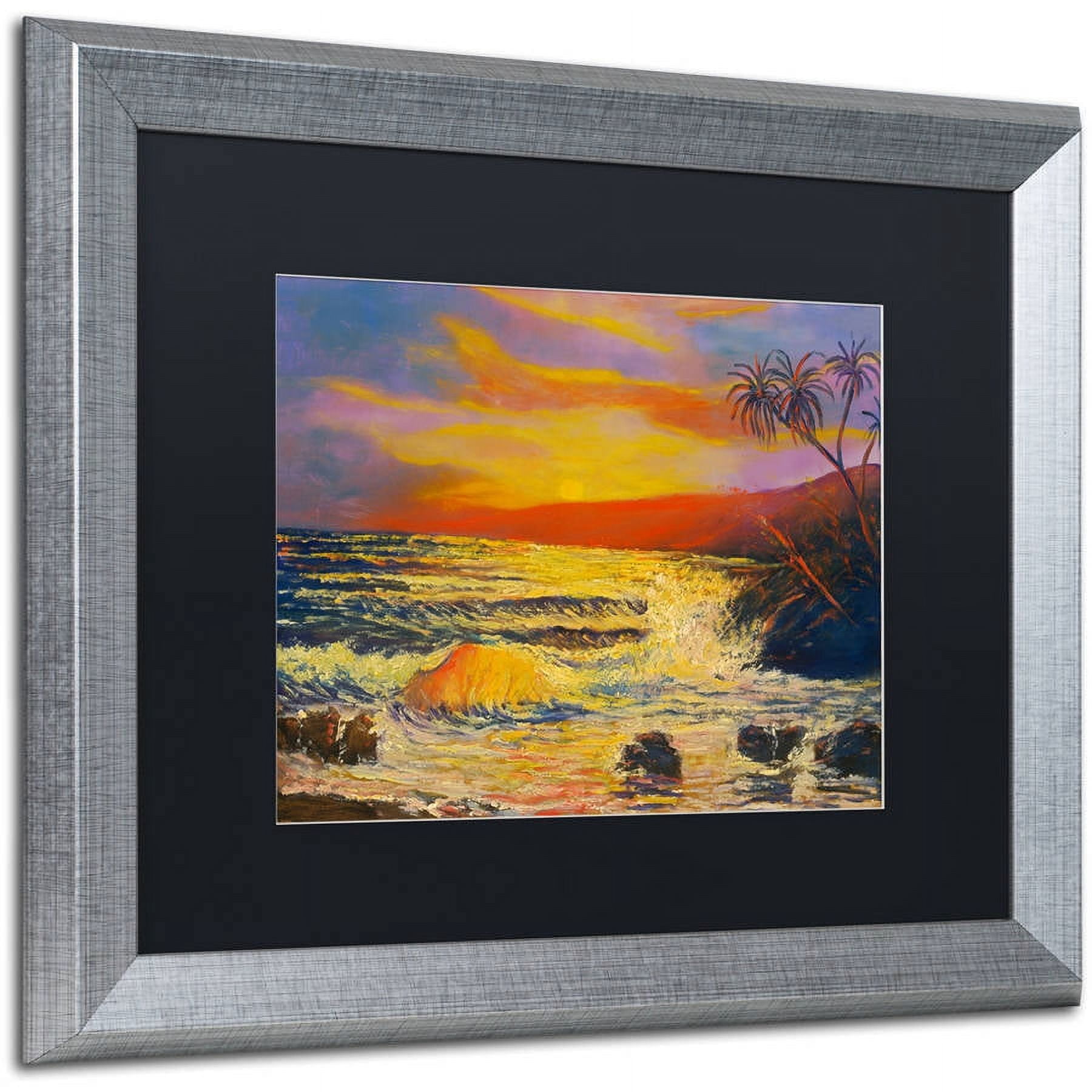 Trademark Fine Art "Maui Sunset" Canvas Art by Manor Shadian, Black Matte, Silver Frame