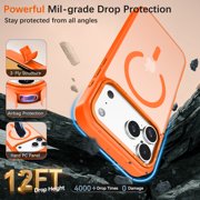 BENTOBEN Case for iPhone 17 Pro Compatible with Mag-Safe 6.3 Metal Frame Slim Tpu Matte Shockproof Protective Cover Orange