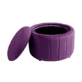 thumbnail image 7 of UIXE 30" Round Storage Ottoman with Flip Top Tray Upholstered Ottoman Coffee Table Modern Velvet Circle Footstool for Bedroom Entryway, Purple, 7 of 7