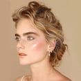 thumbnail image 2 of Gold Pearl Earrings Set for Women, Pearl Hoop Dangle Drop Earrings, Dainty 14K Gold Plated Hypoallergenic Earring Stacks, Jewelry Gifts for Women/MomT, 2 of 4