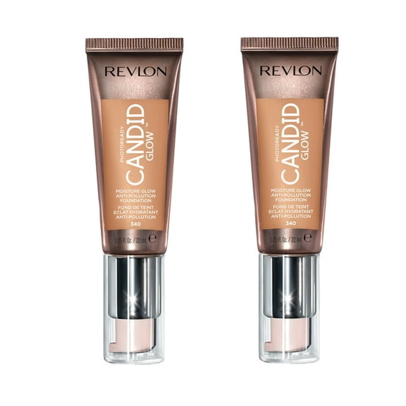 Pack of 2 Revlon Photoready Candid Glow Moisture Glow Anti-Pollution Foundation, True Beige 340
