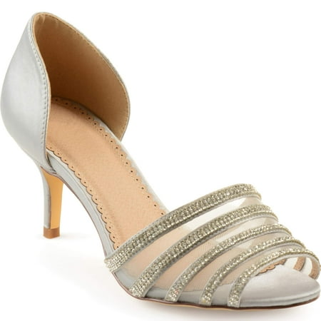 Western Rhinestone White Leather - Womens Salem Satin D'orsay Peep-toe Rhinestone High Heels