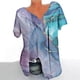 thumbnail image 2 of Blusas de Manga Corta para las Mujeres, Casual V-Cuello Impreso Suéter Plegado Blusa Hecha de Poliéster Cómodo para Primavera Otoño, Blusas para las Mujeres Casual, 2 of 4