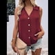 thumbnail image 4 of Blusa Tipo Túnica Informal con Cuello en V y Botones, Sin Mangas, para Mujer Rojo Vino XL, 4 of 7