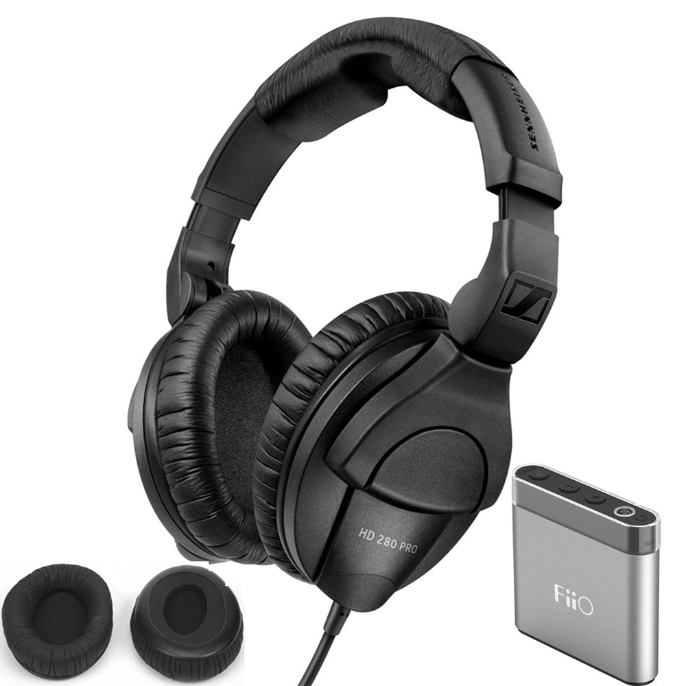 Sennheiser ClosedBack Headphones+FiiO A1 Portabl HP Amp+Sennheiser Ear Cushions