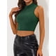 thumbnail image 2 of INSPIRE CHIC Camiseta sin mangas con cuello alto y purpurina para mujer Verde oscuro XS, 2 of 5