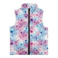 thumbnail image 4 of Xoenoiee Star Tie Dye Print Girls' Fleece Vest with Stand Collar, Lightweight Sleeveless Jacket with Zipper and Pockets for Fall Winter, 2T, 4 of 7