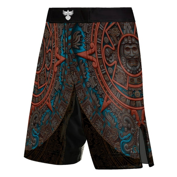 Raven Fightwear Men's Mexica Aztec Calendar MMA Shorts BJJ Black