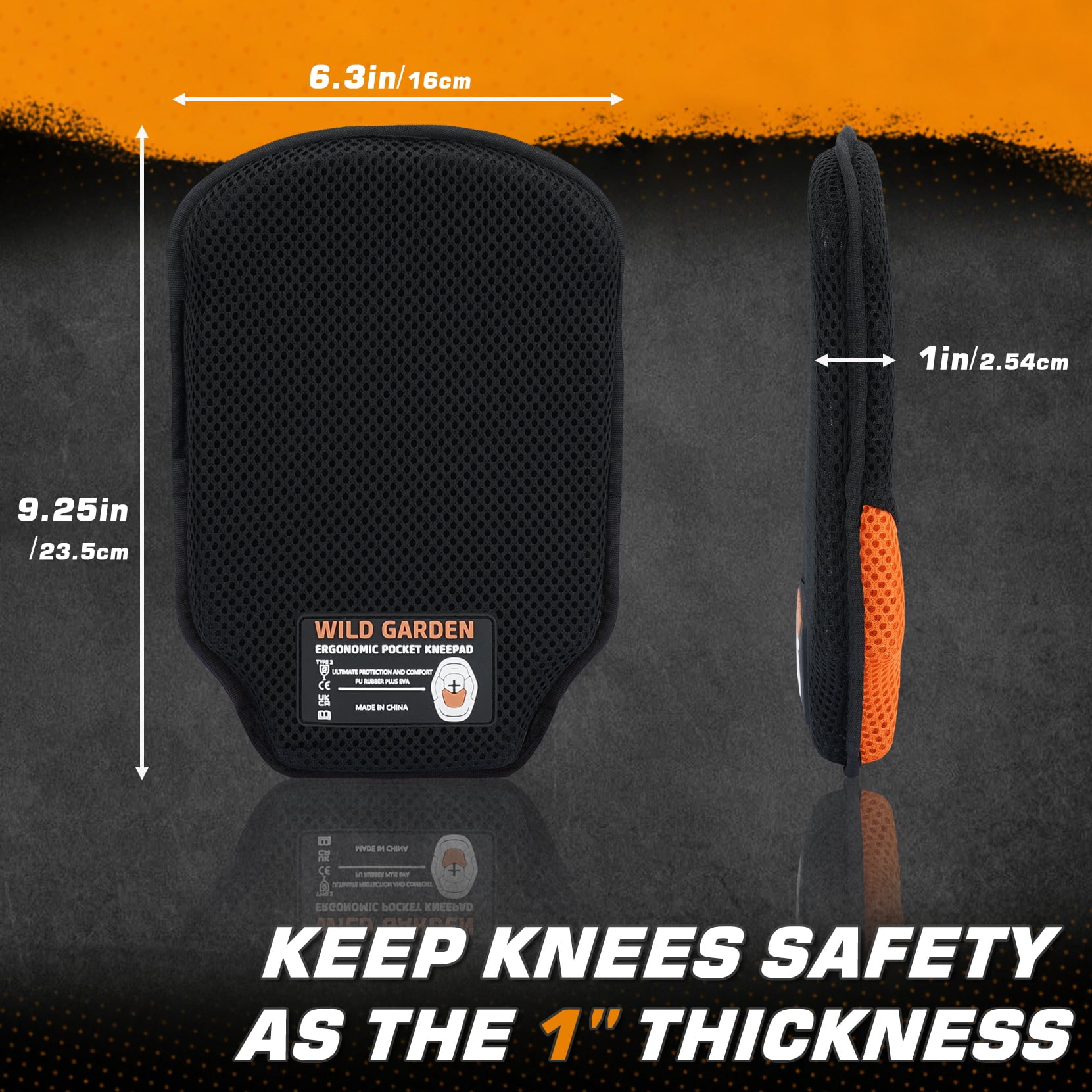 Professional Knee Pads for Work, Ergonomic Comfort Insert Kneepads for Plumbers, Electricians, Construction, Flooring, Gardening and Landscaping, Compatible with Work Pants