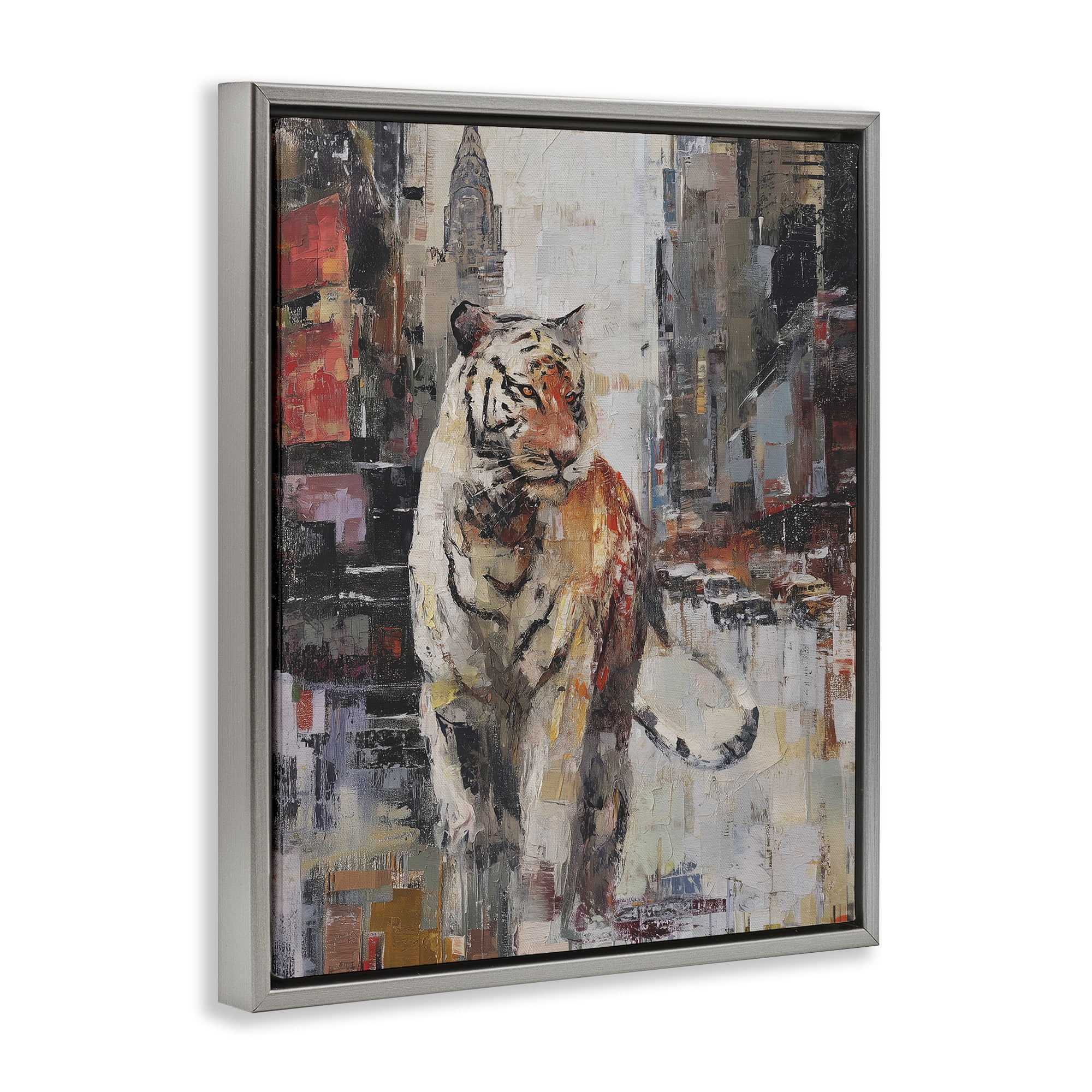 Stupell Industries Concrete Predator Roaming City Gray Framed Floater Canvas Wall Art, design by Svetlana Aleynikova