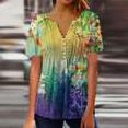 thumbnail image 1 of Mode Femme Décontractée Imprimé Col Rond T-shirt Manches Courtes Ample Blouse Pull Imprimé Floral Hauts Femmes Manches Courtes Hauts Femmes, 1 of 1