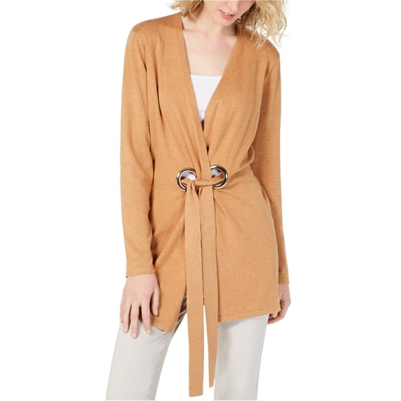 I.N.C Womens Grommet Detail Cardigan Sweater, Brown, X-Large