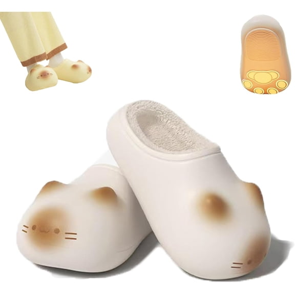 2026 New Cat Paws Footprints Fluffy Plush Fleece Height Increase Slippers for Winter Cute Animal Soft Warm Cozy Footwear