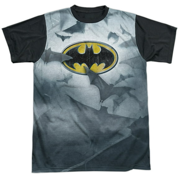 Batman - Bats Logo - Short Sleeve Black Back Shirt - Large