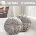 thumbnail image 4 of Velvet 15-Inch Round Decorative Pillow for Couch Décor (Light Grey), 4 of 6