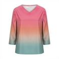 thumbnail image 6 of Bvxeep Women's Fashionable Casual Loose Summer 3/4 Sleevev-neck Gradient Printed Pullover Top, 6 of 6