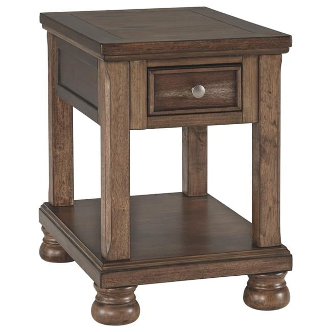 Benjara BM207219 Wooden End Table with Storage & Bun Feet, Brown