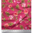 thumbnail image 1 of Soimoi Modal Satin Fabric Leaves,Rose & Peony Floral Print Fabric by The Yard 42 Inch Wide, 1 of 3