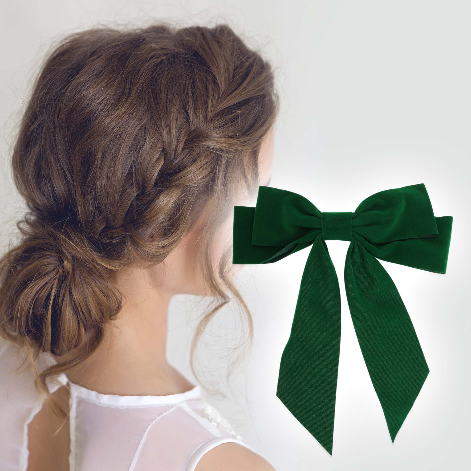 Unique Bargains Elegant Velour Bow Headpiece Hair Clips Blue Green Light Pink 3 Pcs
